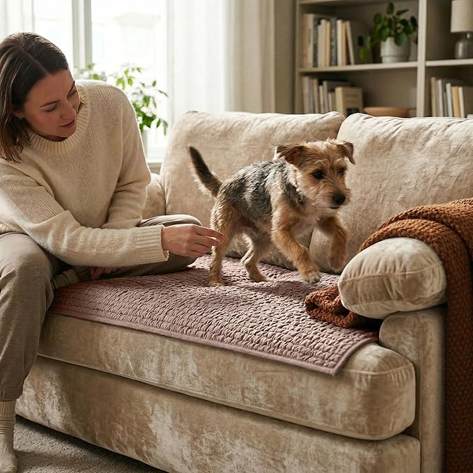PAULATO BY GA.I.CO. Waterproof Couch Cover – 24x47 Blanket for Sofa Car Seat or Crate – Machine Washable Absorbent Reusable Pad for Puppy Training – Dogs Cats Pets Friendly Protector - Marsala