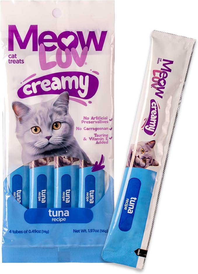 Ultra Chewy Meow Luv Tuna Recipe Lickable Cat Treats for Cats - Delicious Squeezable Treats - Carrageenan Free - No Artificial Preservatives - Irresistible Snack - 0.5 Ounce Tubes (Pack of 5)