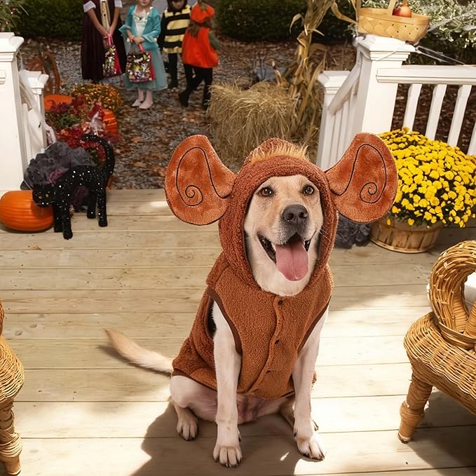 FLAdorepet Halloween Dog Monkey Costume for Small Large Breed Dogs,Winter Warm Pet Coat Funny Cat Clothes Hoodie for Labrador Bulldog Chihuahua Yorkie (5XL)
