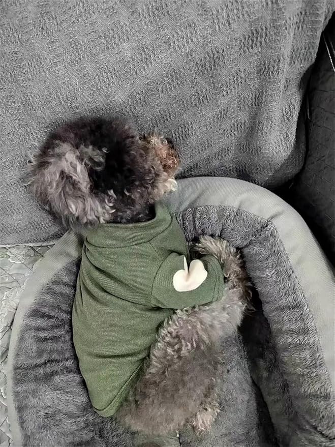Small Dog Sweaters for Dogs Girls Boys, Heart Love Pattern Puppy Clothes, Puppy Pullover Outfit (Dark Green, X-Small)