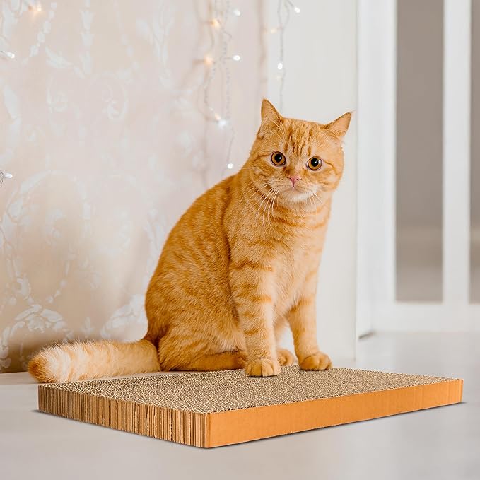5 in 1 Cat Scratching Pads for Indoor Kitten Play, Recyclable and Durable Corrugated Cardboard Cat Scratcher Pad Suitable for Rest, Grinding Claws and Play (5 Pack)