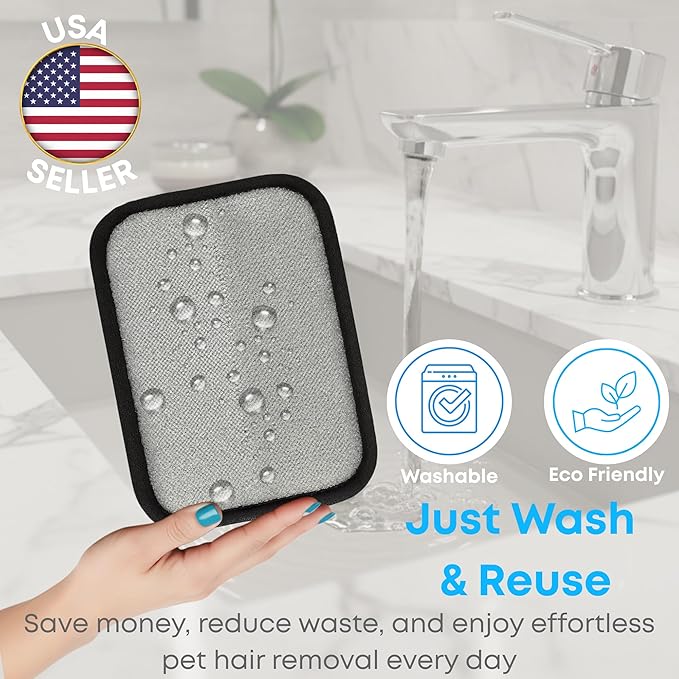 Pet Hair Removal Glove for Cats and Dogs. Electrostatic Pet Hair Glove, Reusable Brush Pet Hair Remover Tool for Laundry, Couch, Carpet, Car Seat. (Medium)