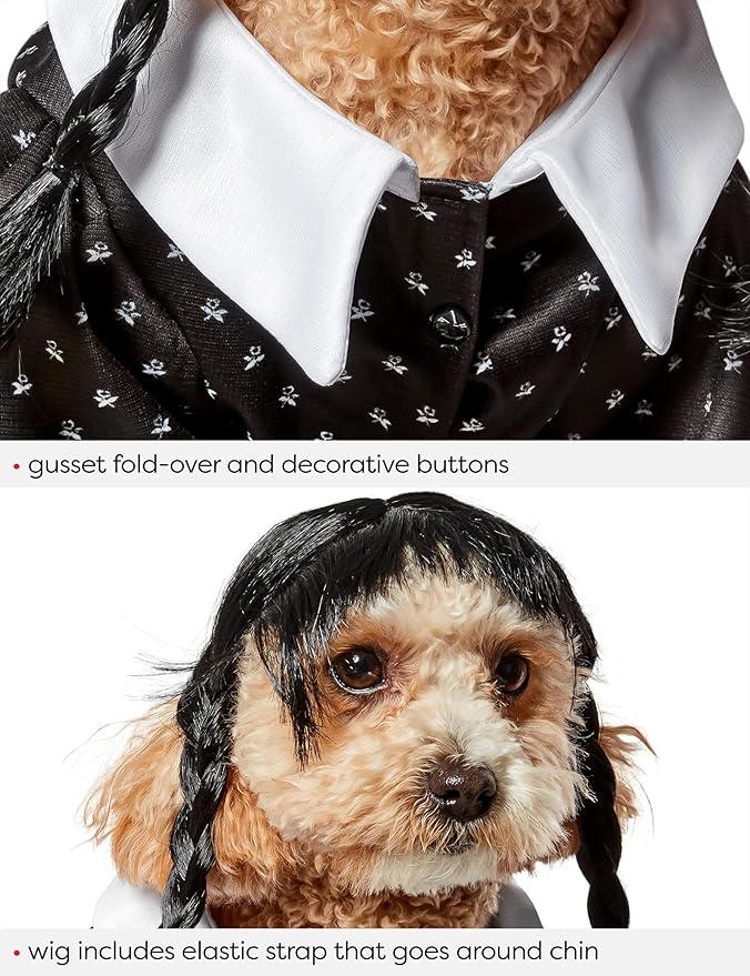 Wednesday TV Series: Wednesday Addams Pet Costume for For Dogs or Cats by Rubies, Large