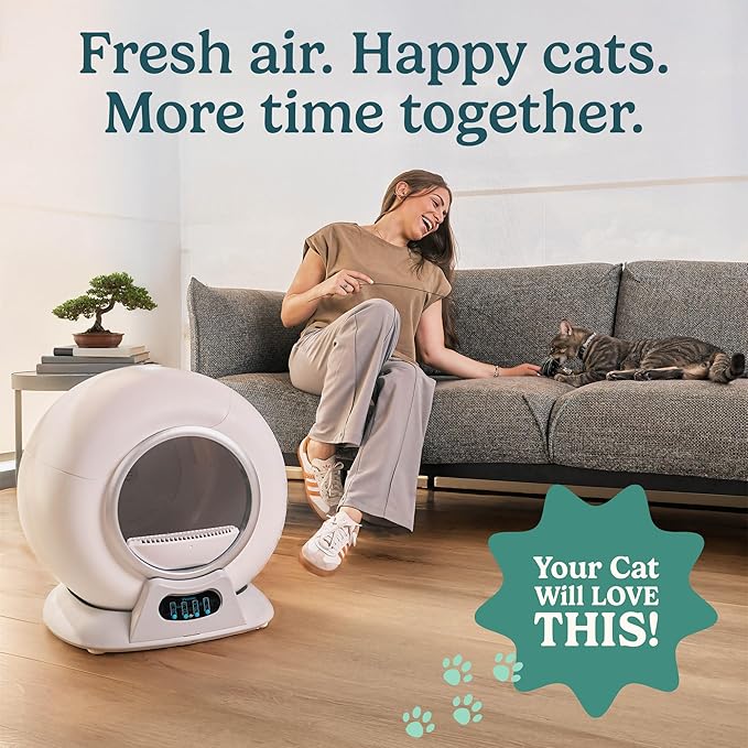 Petcove Automatic Self Cleaning Litter Box for Multiple Cats - PurrTek with Smart App (5GHz Wi-Fi), Triple Odor Control, Quiet Operation & Advanced Safety Sensors