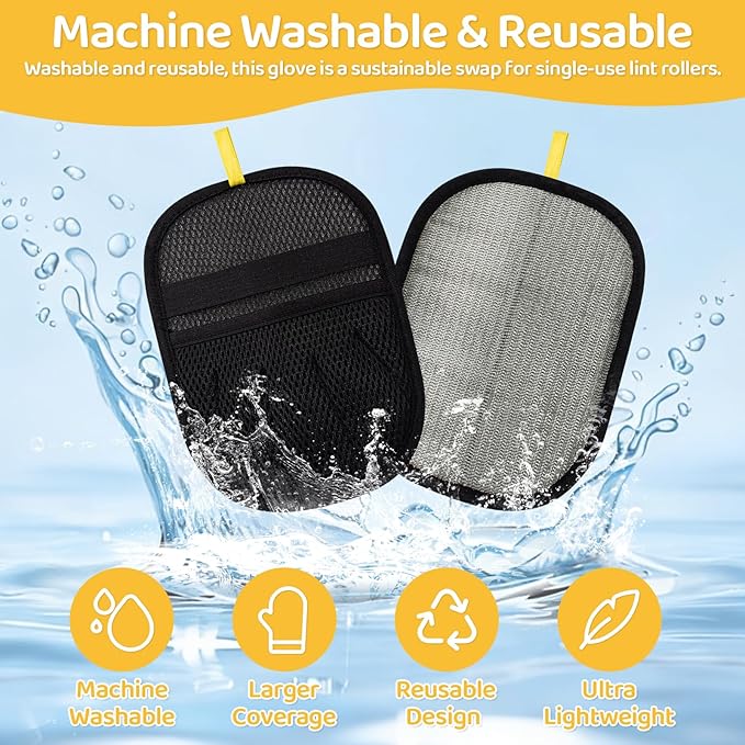Pet Hair Removal Glove for Dogs & Cats, Upgraded 2PCS Five-Finger Electrostatic Pet Hair Remover with Grooming Comb, Reusable Washable Magic Brush Hair Tool Mitt for Clothing, Couch, Carpet, Car Seat