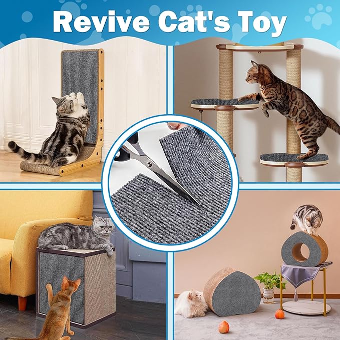 ENONCI Cat Carpet Protector 47.2"x15.8", Wall Corner Cat Scratcher Pad for Indoor,Trimmable Self-Adhesive Cat Scratching Mat Furniture Protector for Couch Sofas Door