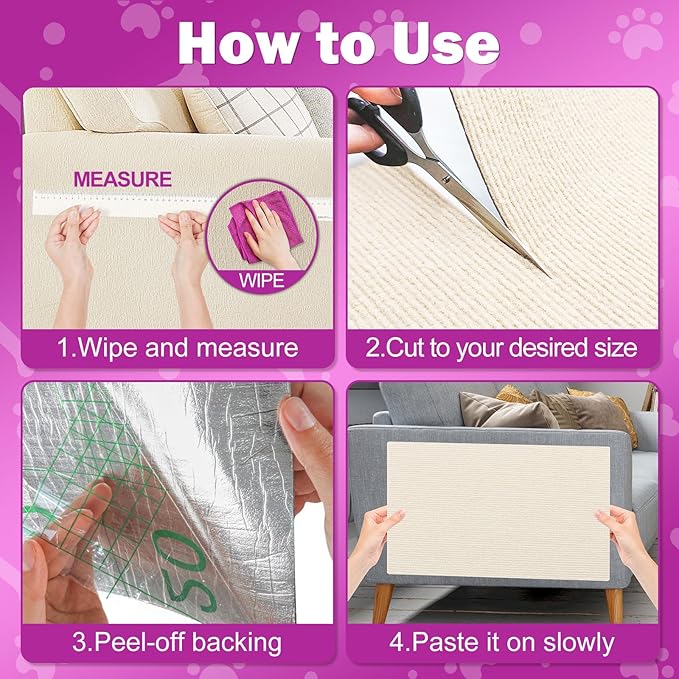ENONCI Anit Cat Scratch Couch Furniture Protector,78.7x15.8 Cat Wall Corner Scratcher Pads Mat,DIY Climbing Scratching Carpet Post Board Replacement