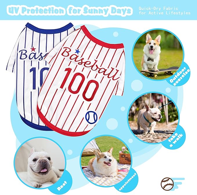 Paiaite Sleek Striped Dog Vest: Sleeveless Baseball-Style Dog Shirt, Ideal Fit for Small, Medium, and Large Breeds,Polyester Fabric for Comfort, Breathability, and Stretchiness Blue XXL