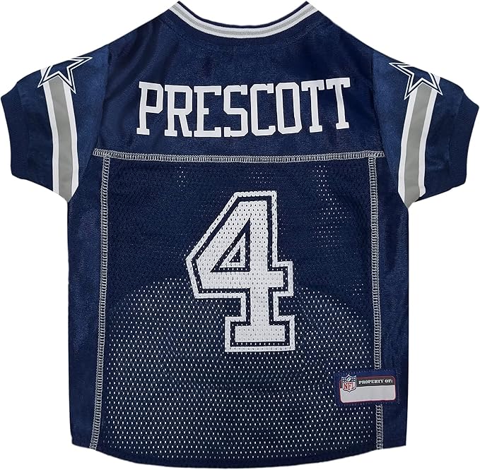 NFLPA DAK Prescott Jersey PET Jersey, NFL Dog Shirt, Size Large, Dallas Cowboys Mesh Jersey for Dogs