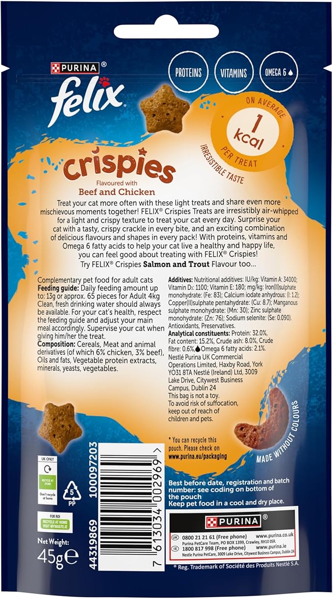 Felix Crispies Beef & Chicken 8x45g