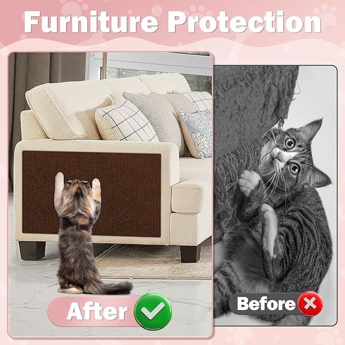 ENONCI 23.6x15.8 Couch Wall Corner Protection for Indoor Cats,Anti Scratch Furniture Protector from Cats Scratching,Trimmable Climbing Cat Scratcher Pad Play Mat Easy Use for Cat Board/Door/Carpet