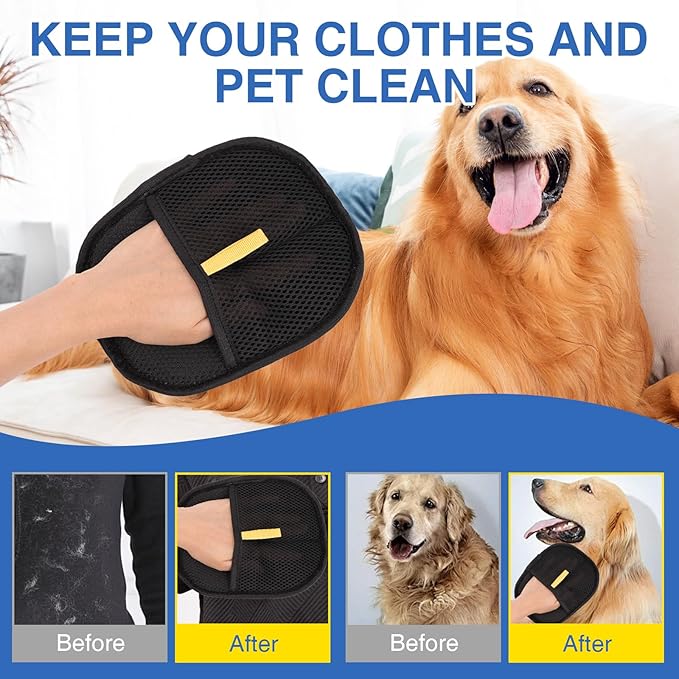 10 Pcs Pet Hair Removal Glove, Reusable Double Sided Pet Hair Electrostatic Gloves for Grooming Grooming