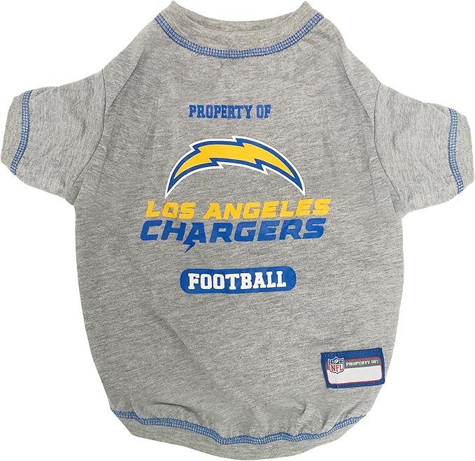 NFL Los Angeles Chargers Dog T-shirt Small. - Licensed Shirt for Pets Team Colored with Team Logos- Premium Stretchable Materials for the comfort of your Dog & Cat