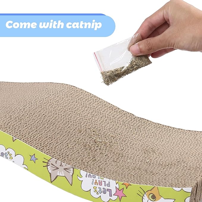 PrimePets Cat Scratchers Cardboard, Curved Shape Cat Scratch Pad, Cat Scratching, Corrugated Board Reversible with Catnip for Indoor Cats