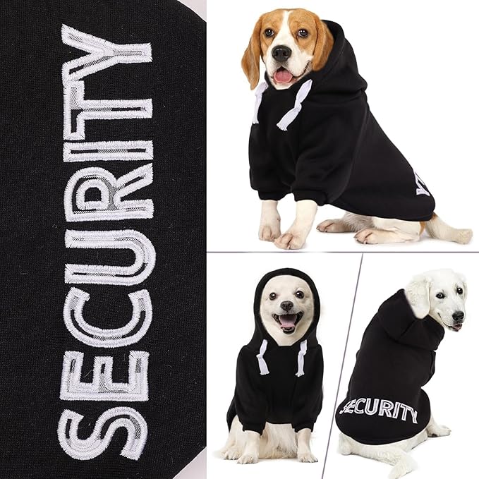 SAWMONG Dog Hoodie,Flannel Pet Hooded Sweater with Hat Puppy Pullover Sweater Shirt,Dog (Security Black,2XL)