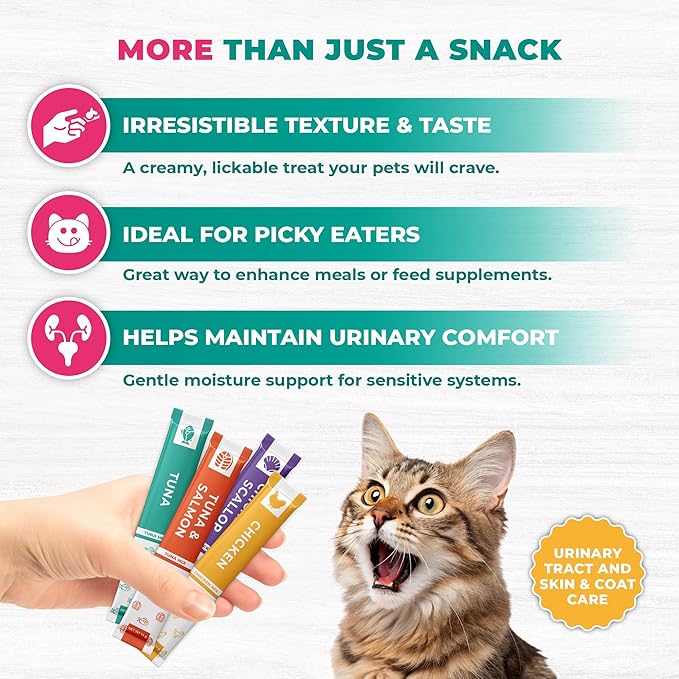 Beloved Pets Creamy Lickable Cat Treats & Wet Squeeze Tubes – Tuna Mix, Liquid Cat Snacks, Urinary Care, Multivitamin Treats for Cats & Small Dogs, Lick Up (10 Ounce, Tuna + Chicken Mix 20 Sticks)