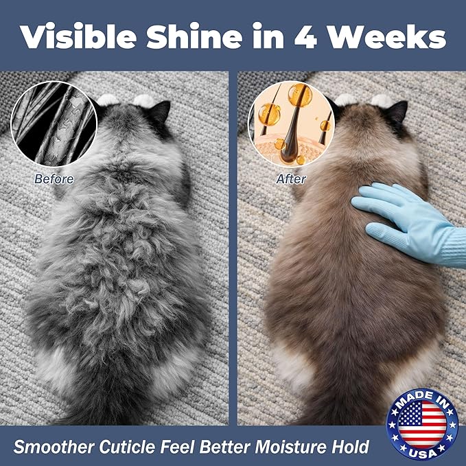 Cat Shampoo & Conditioner 2-in-1, waterless Bath — Hydration & Itch Relief — Detangles & Soothes Dry Skin, Anti-Static — Oatmeal, Aloe, Silk Protein — Low-Residue & pH-Balanced — 500 mL + Glove