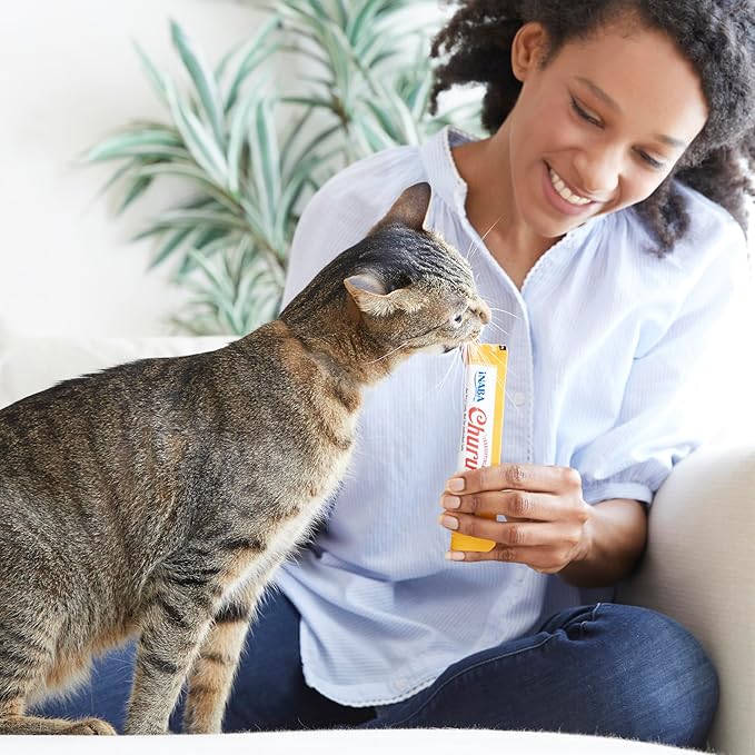 INABA Churu Cat Treats, Lickable, Squeezable Creamy Purée Cat Treat with Green Tea Extract & Taurine, 0.5 Ounces Each Tube, 40 Tubes, Tuna Variety Box