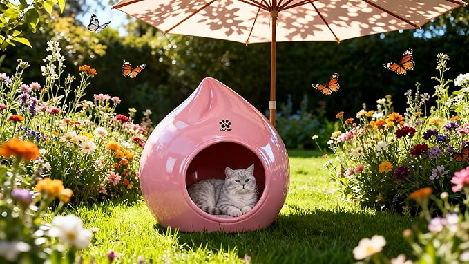 Peach-Shaped & Pet Bed - Pet-Safe Rounded Eco-Resin Design, Space-Saving Home Ornaments(A-Pink)