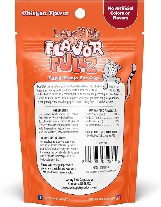 Loving Pets Flavorfullz Filled Treats for Cats, Chicken 3 oz.