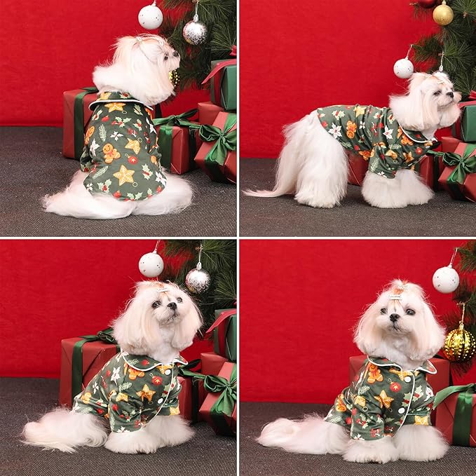 CuteBone Two-Leg Velvet Pet Christmas Pajamas Girl Dog Clothes - Soft, Cozy, and Stretchy Boy Pjs for Small, Medium Dogs and Cats Winter Sleepwear Apparel LTP15S