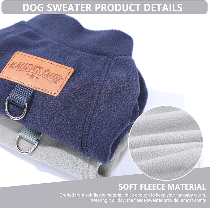2 Pack Dog Sweaters for Small Dogs Warm Fleece Dog Sweatshirt with Leash Ring Pet Puppy Swearer Coat Apparel Outfit Winter Clothes for Chihuahua, Yorkie, Bulldog, Dachshund Cats XXS, Grey