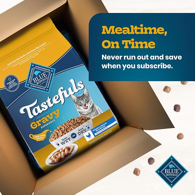 Blue Buffalo Tastefuls Irresistible Gravy Experience Chicken & Brown Rice Recipe Dry Indoor Cat Food for Adult Cats, Deliciously Healthy Natural Cat Food, Supports Digestion & Coat Health, 15 lbs.