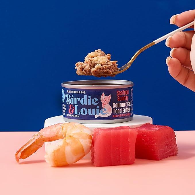 Birdie & Louie Wet Cat Food Variety Pack of Tuna Flavors | 6 Cans of 5 Different Tuna Flavors | All Natural Ingredients, Grain Free | 3 Oz Cans, Bulk Case of 30 Cans