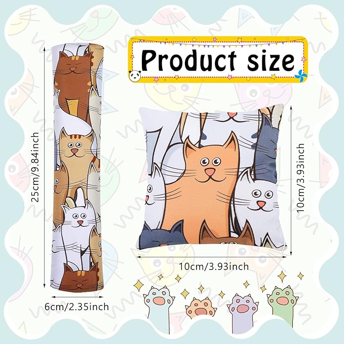 Hungdao 8 Pieces Catnip Kicker Toys Cat Kick Sticks Interactive Pillow Toys for Indoor Kitten Pet Chew Supplies, 2 Shapes and 4 Designs