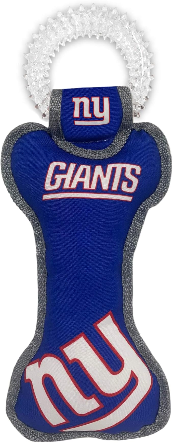 Pets First NFL New York Giants Dental Dog TUG Toy with Squeaker. Tough PET Toy for Healthy Fun, Teething & Cleaning Pet's Teeth & Gum., Team Color, one Size (NYG-3310)