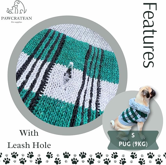 Cute Sweater for Dogs and Cats Soft Flannel Pet Outfit Warm and Cozy Animal Vest Small to Large Pet Clothes for Halloween Parties and Everyday Wear (Large, Green Checkered with Hat)