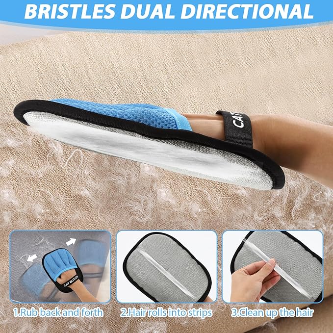 New Upgrade Electrostatic Gloves Pet Hair & Pet Hair Removal Glove for Cats ＆ Dogs - Reusable Grooming Mitt for Efficient Shedding Control