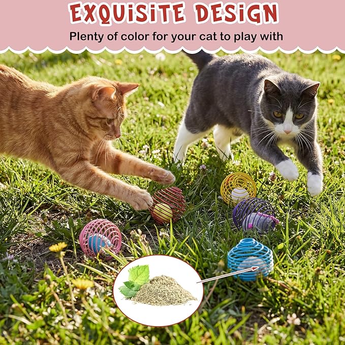 Jecery 5 Pcs Cat Spring Toys Stretchable Rolling Balls Colorful Playful Coils Interactive Action Toy Caged Rats for Kitten Pet Supplies (Catnip Rats,Soft Color)