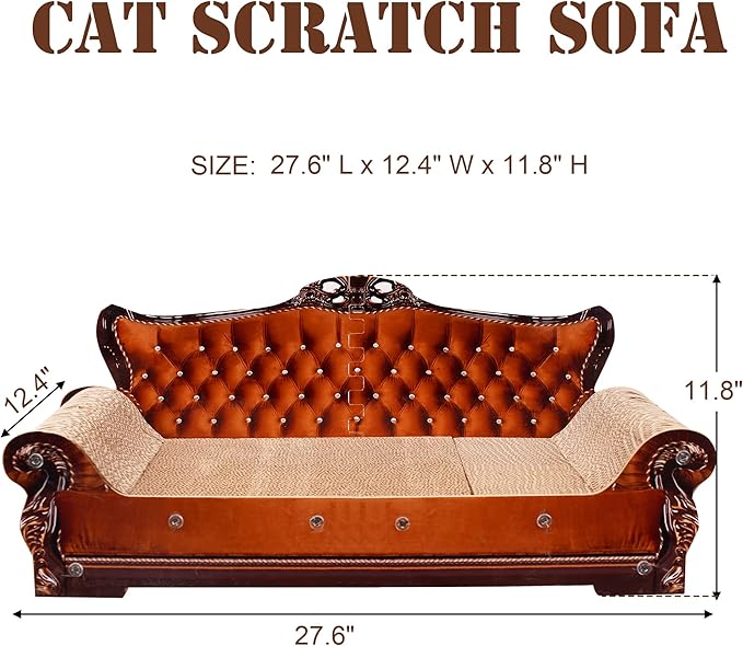 COOZMENT Sofa-Shaped Cat Scratching Couch & Lounge Bed - Thick Cardboard Cat Scratcher Pad (27.6" L x 12.4" W x 11.8" H)
