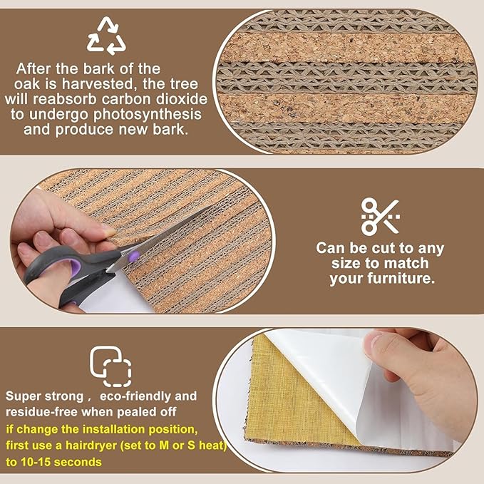 Natural Cork-Cat Scratch mat-Cat Scratch Pad Rug-cat Couch Protector-Scratch Furniture Protector for Post/Sofa/Floor-Wall Scratchers for Indoor-Carpets Scratching-Stretching- Kitty Gifts- 40 * 17IN