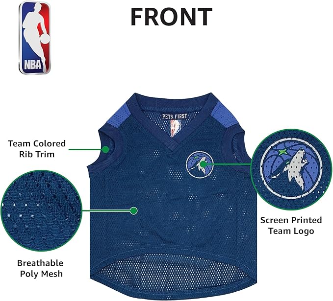 Pets First NBA Minnesota Timberwolves Dog Jersey, Large - Tank Top Basketball Pet Jersey