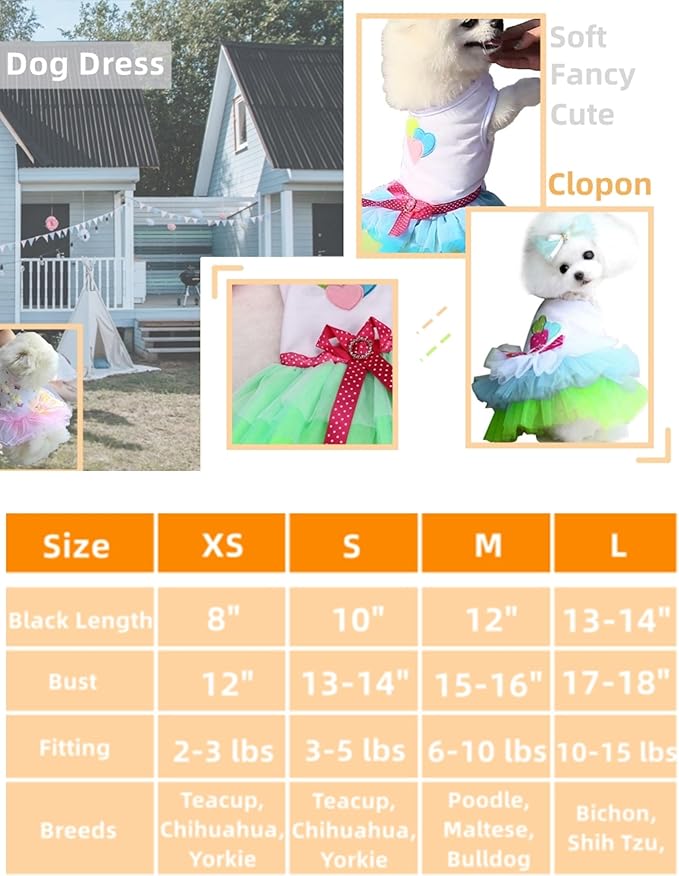 Dog Dresses Puppy Clothes for Small Dog Outfits Kitten Apparel Small Dog Cothes Female Yorkie Tutu Dress Pink L
