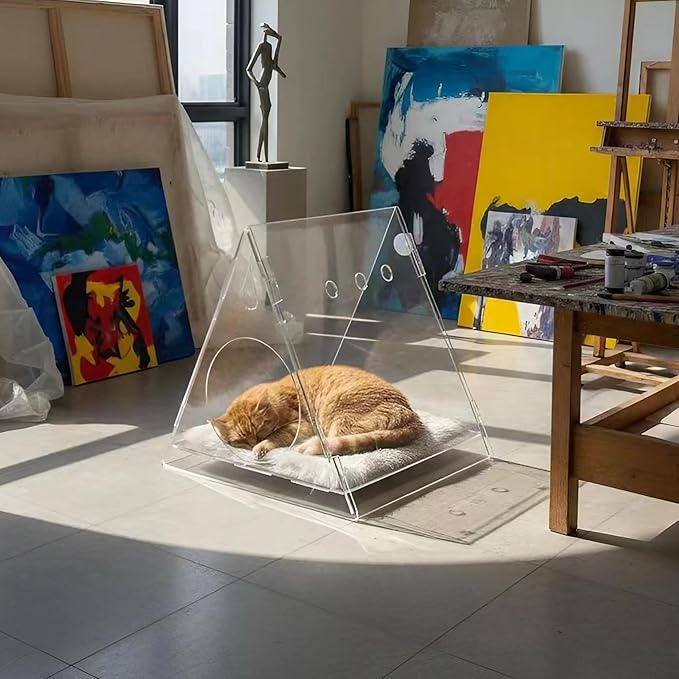 Cat Bed Cozy Triangle Acrylic Cat Houses for Indoor Cats Pet House for Indoor Cats & Small Dogs - Easy Assembly, Waterproof, Washable, Perfect for Small and Medium Pets