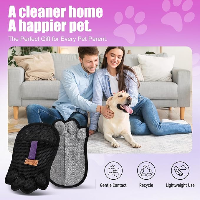 Pet Hair Removal Glove for Dogs & Cats Five-Finger Electrostatic Pet Hair Remover Glove Reusable Brush Pet Hair Tool & Upholstery Cleaning pet Gloves for pet Hair Removal