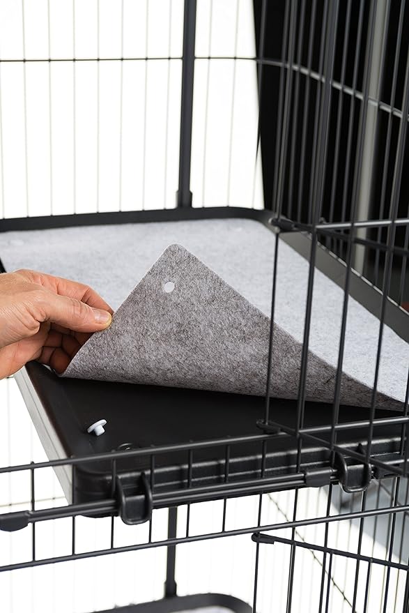 Prevue Pet Products Replacement Platform Shelf - Mounted Replacement Perch for Indoor Cat Cages, Machine Washable Felt Pad, Floating Cat Shelves for Climbing, Compatible with Prevue Cages - Black
