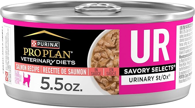 Purina Pro Plan Veterinary Diets UR Urinary St/Ox Savory Selects Feline Formula Salmon Recipe in Sauce Wet Cat Food - (Pack of 24) 5.5 oz. Cans