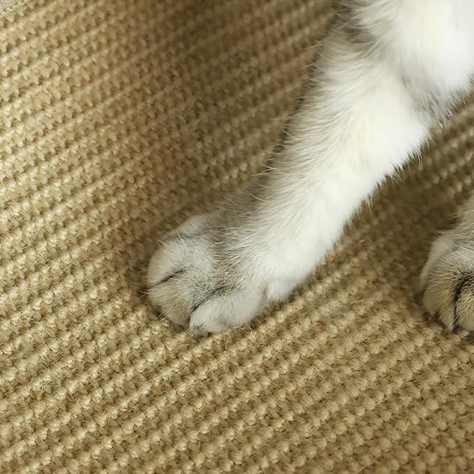 Premium Brazilian Cat Scratcher Mat – 24'' x 16'' Natural Fiber 100% Sisal with Jute Border, Ultra Durable, Scratching Pad, Doormat Rug, Protects Furniture and Carpets (Natural Beige)