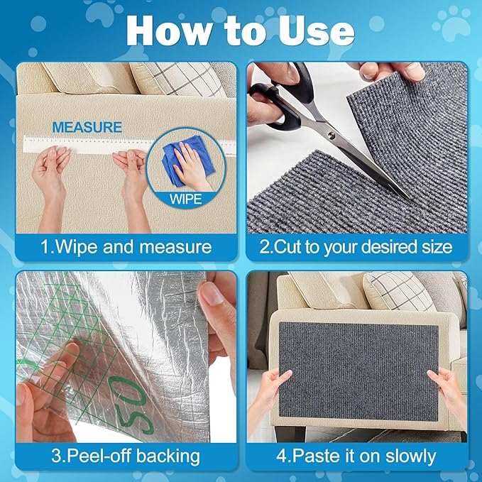 ENONCI Cat Carpet Protector 47.2"x15.8", Wall Corner Cat Scratcher Pad for Indoor,Trimmable Self-Adhesive Cat Scratching Mat Furniture Protector for Couch Sofas Door