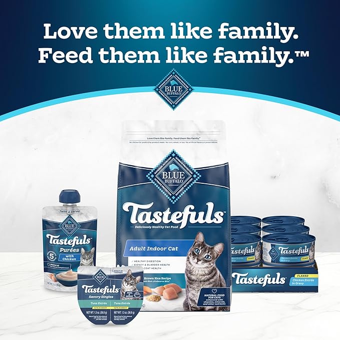 Blue Buffalo Tastefuls Savory Singles Natural Wet Cat Food in Gravy, 2.6-oz. Twin-Pack Tray, Tuna Entreé (24 Count)