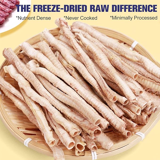 Freeze Dried Turkey Throat Cat and Dog Snacks, High Protein, Crunchy Single Ingredient Snacks, All Natural and Low Fat, Promotes Muscle Development