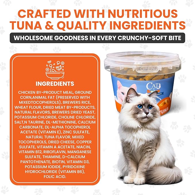 Scoochie Pet Cat by Scoochie – Tuna Flavored Cat Treats, Crunchy Outside & Creamy Inside, 3 | 8.8 oz Tubs
