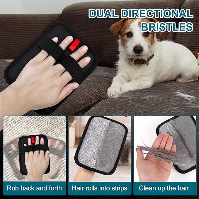 Pet Hair Removal Glove for Cats & Dogs, 2025 Newly Upgraded Five-Finger Electrostatic Pet Hair Gloves, Reusable Pet Hair Remover Tool for Couch, Clothing, Car Seat,Carpet