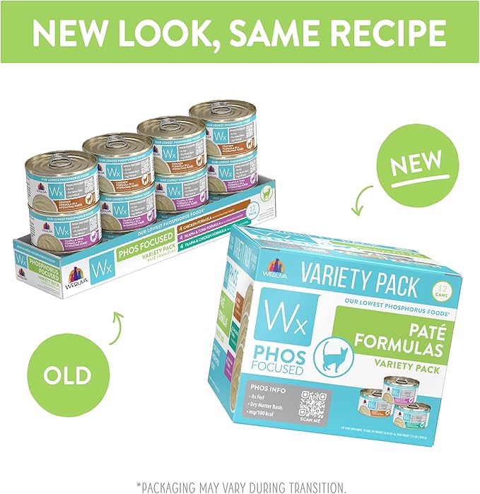 Weruva Wx Phos Focused, Pate Formulas Variety Pack, 3oz Can (Pack of 12)