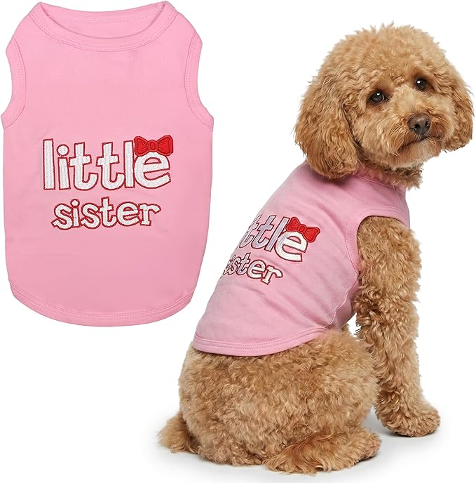 Parisian Pet Dog Shirt - 100% Cotton Shirts for Large Dogs - Pink Sleeveless Girl Pet Clothes - Lightweight and Breathable Puppy Clothes - Stretchy Dog Apparel for Little Sister Dogs