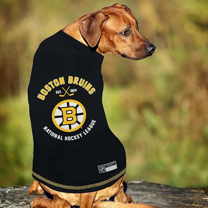 NHL Tee - Boston Bruins Ice Hockey Dog Shirt, Size: X-Large. Soft, Breathable, Stretchable & Washable XL Pet Shirt. Cool & Fashionable for Bruins Fans!